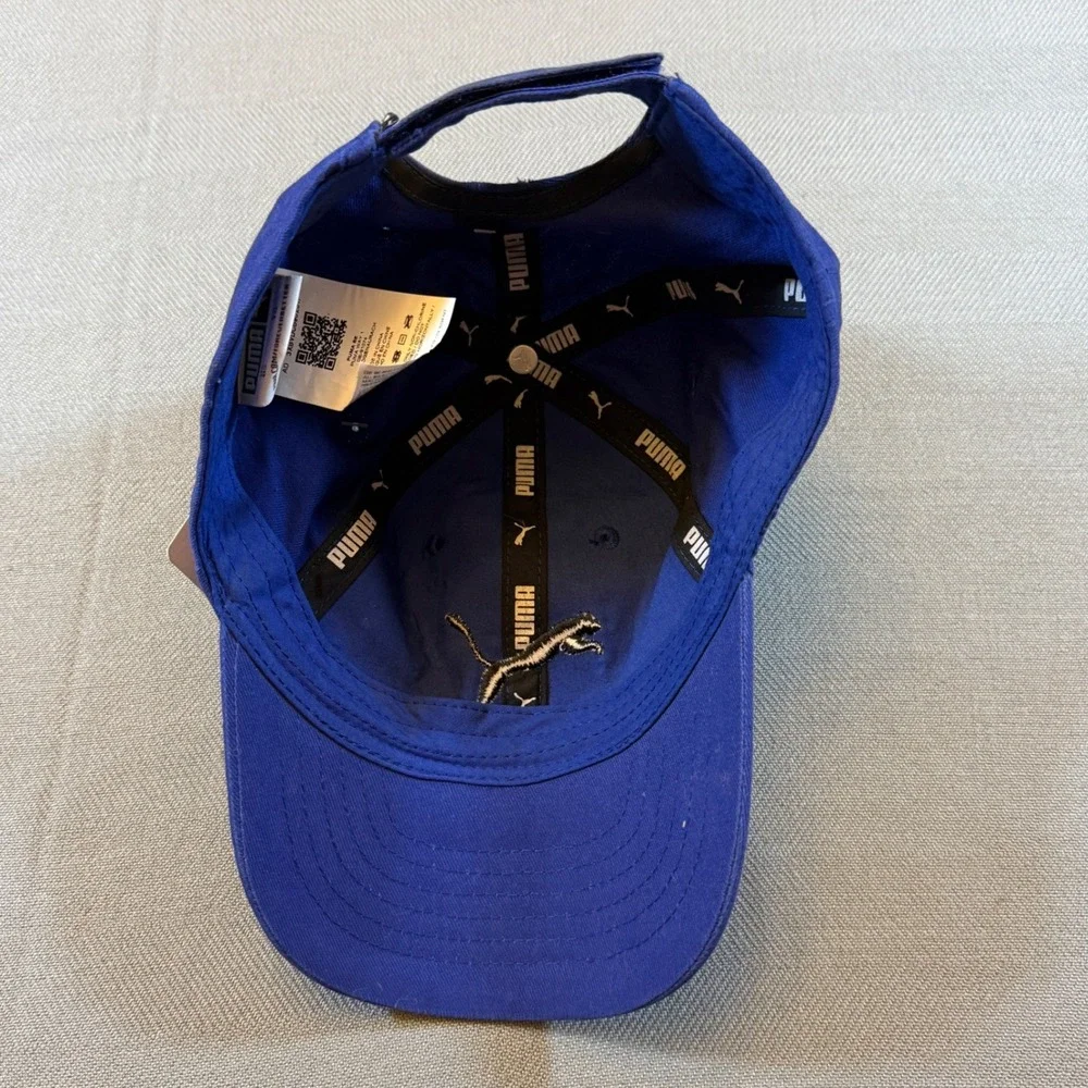 Puma Youth Adjustable Baseball Cap Royal Blue Black Cat Logo PV7-1158-421 NWT